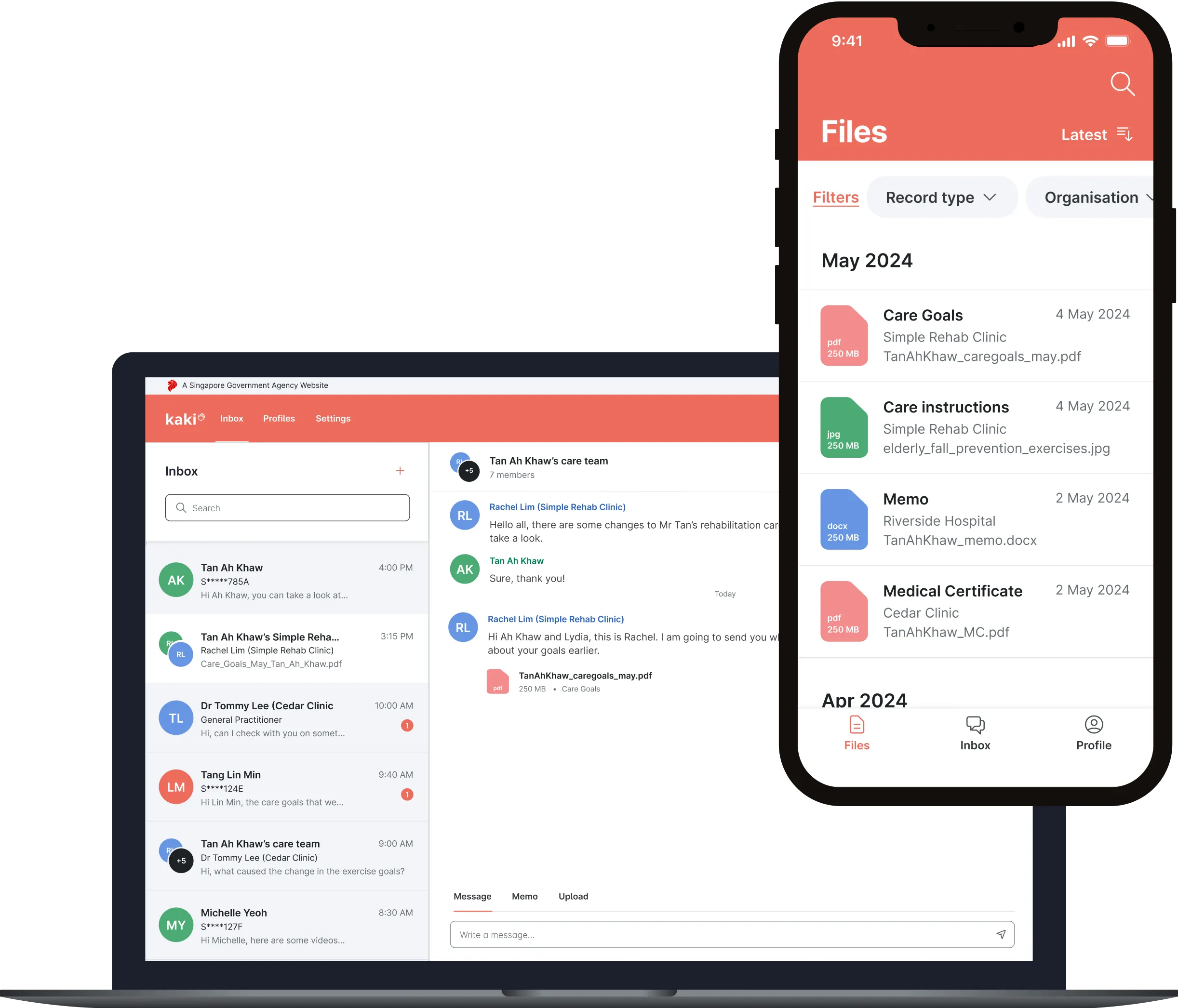 Kaki desktop and mobile interface